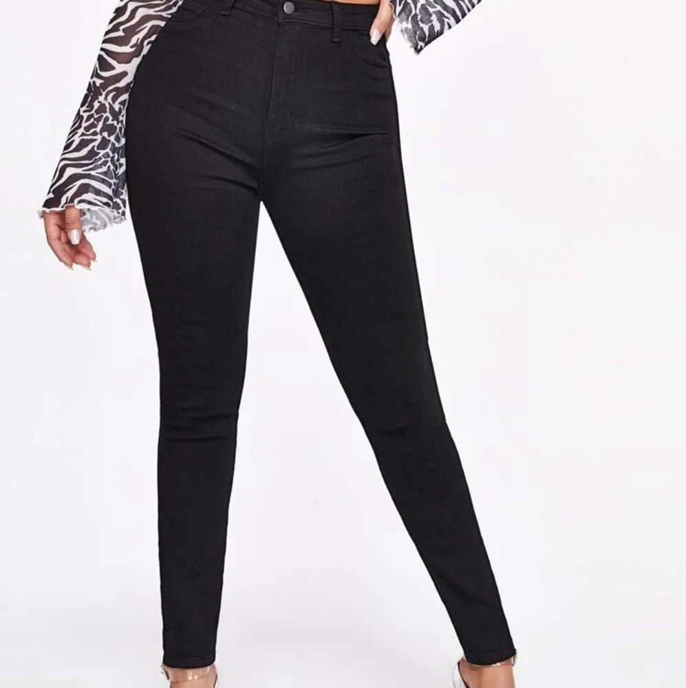 Shein,High Waist Denim Skinny Jeans,M(6),Black